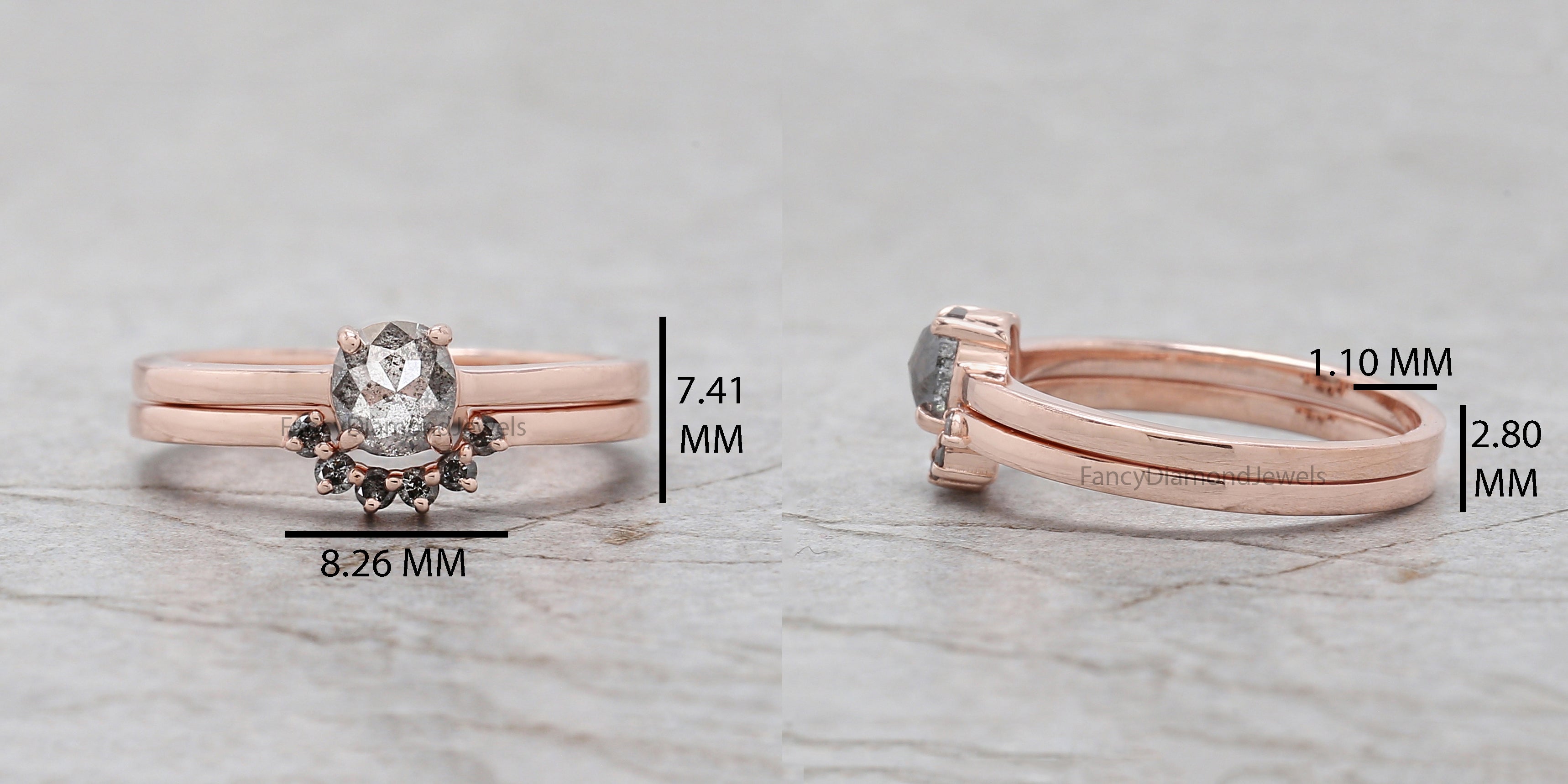 Oval Cut Salt And Pepper Diamond Ring 0.57 Ct 4.95 MM Oval Diamond Ring 14K Solid Rose Gold Silver Oval Engagement Ring Gift For Her QL9012