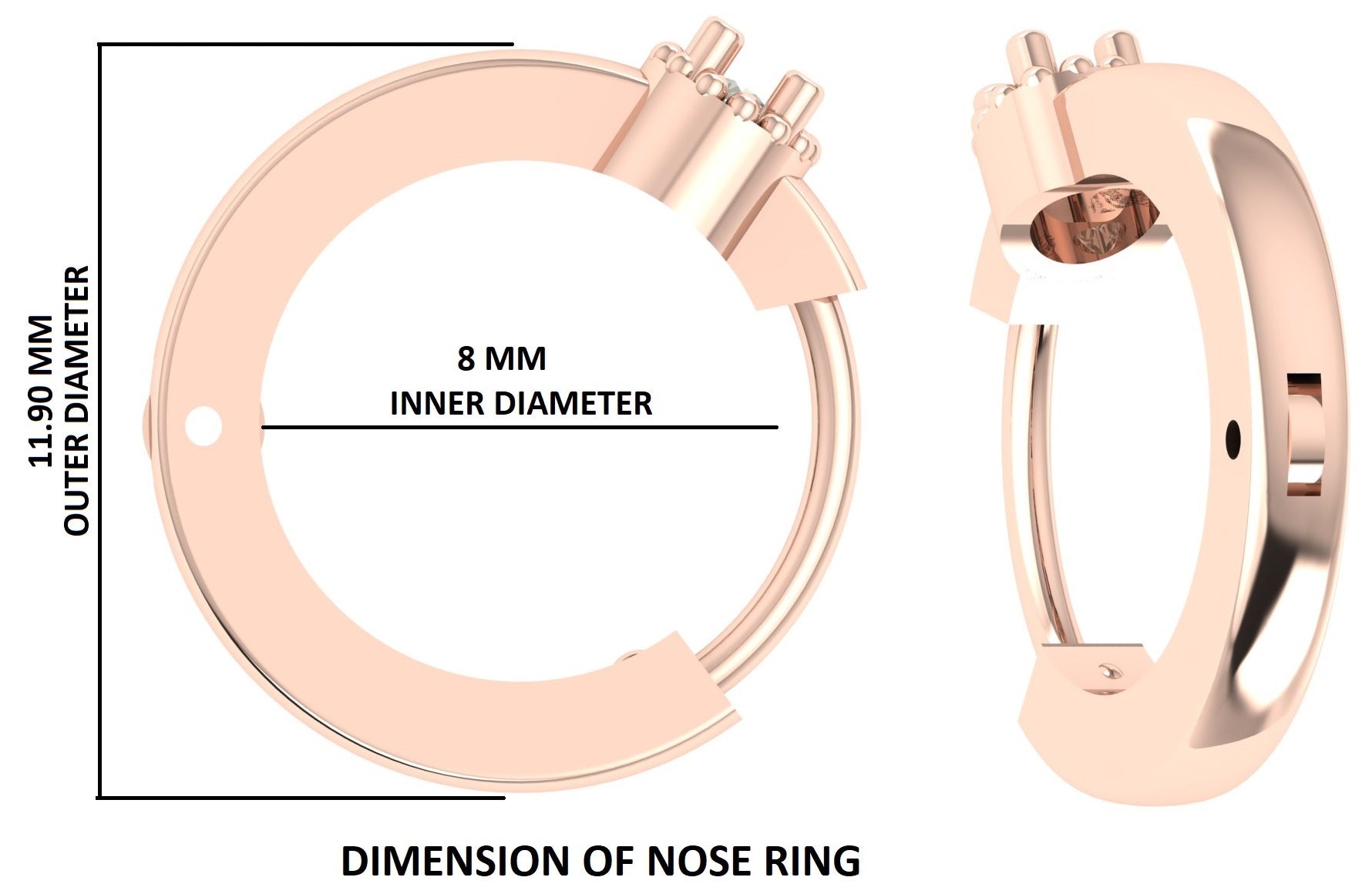 Natural White Round Diamond Nose Rings Engagement Wedding Gift Nose Ring 14K Solid Rose White Yellow Gold Nose Ring 0.03 CT KD1034