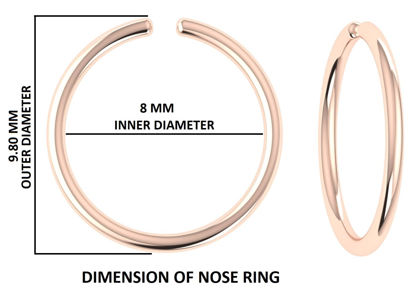 Nose Ring, Studs, Hoop Ring, Nose Ring Hoop, Nose Stud, Rose Gold Nose Ring, Gold Nose Ring, Plain Nose Stud, Plain Nose Ring, KD1136