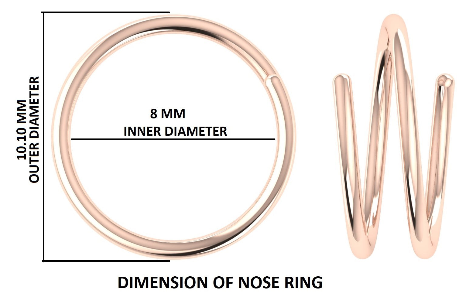 Nose Ring, Double Nose Ring for Single Piercing, Hoop Ring, Nose Stud, Rose Gold Nose Ring, Twisted Piercing Hoop, Plain Nose Ring, KD1137
