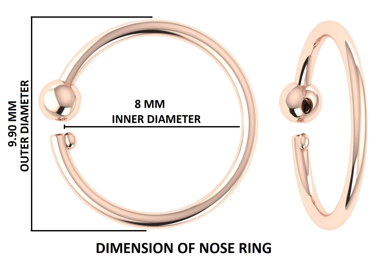 Nose Ring, Studs, Hoop Ring, Nose Ring Hoop, Nose Stud, Rose Gold Nose Ring, Gold Nose Ring, Plain Nose Stud, Plain Nose Ring, KD1172