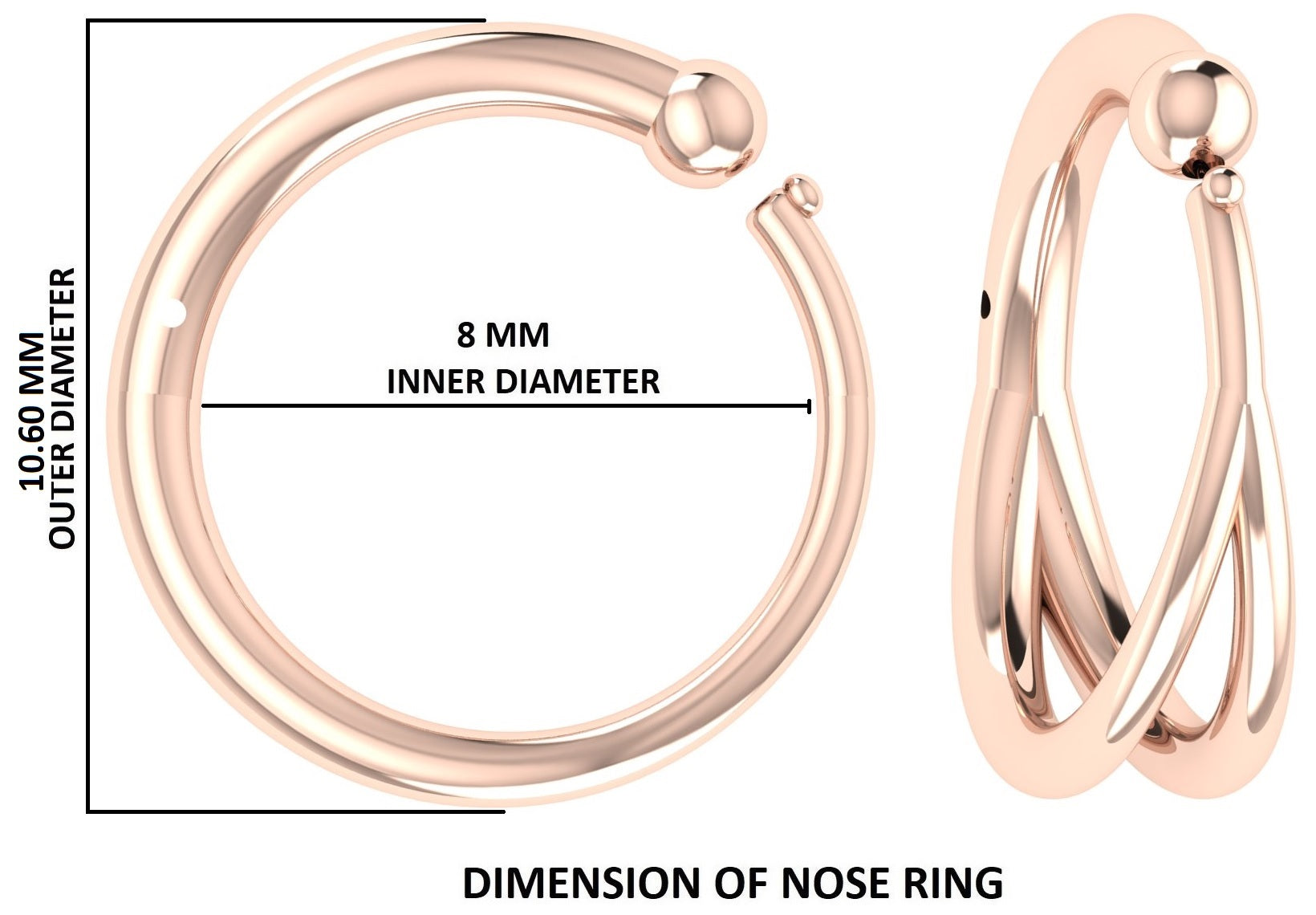 Nose Ring, Studs, Hoop Ring, Nose Ring Hoop, Nose Stud, Rose Gold Nose Ring, Gold Nose Ring, Plain Nose Stud, Plain Nose Ring, KD1181