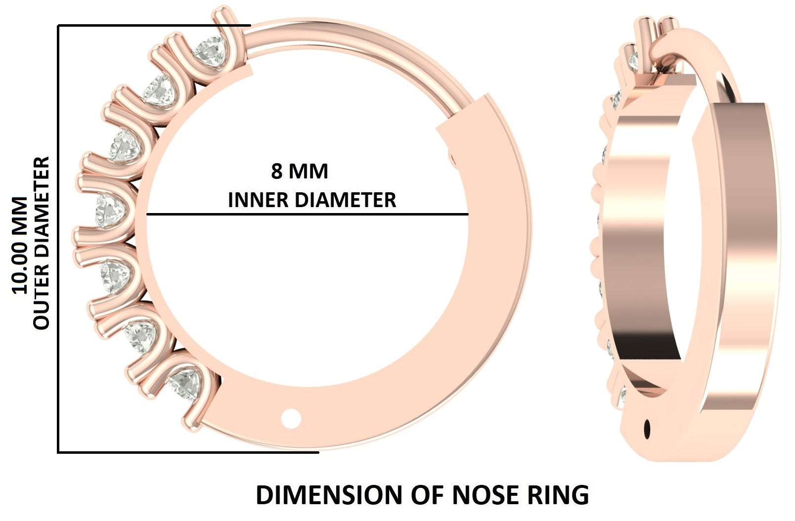 Nose Ring, Studs, Natural Diamond Nose Ring, Nose Ring Hoop, Nose Stud, Rose Gold Nose Ring, Gold Nose Ring, Diamond Nose Stud, Hoop KD1182