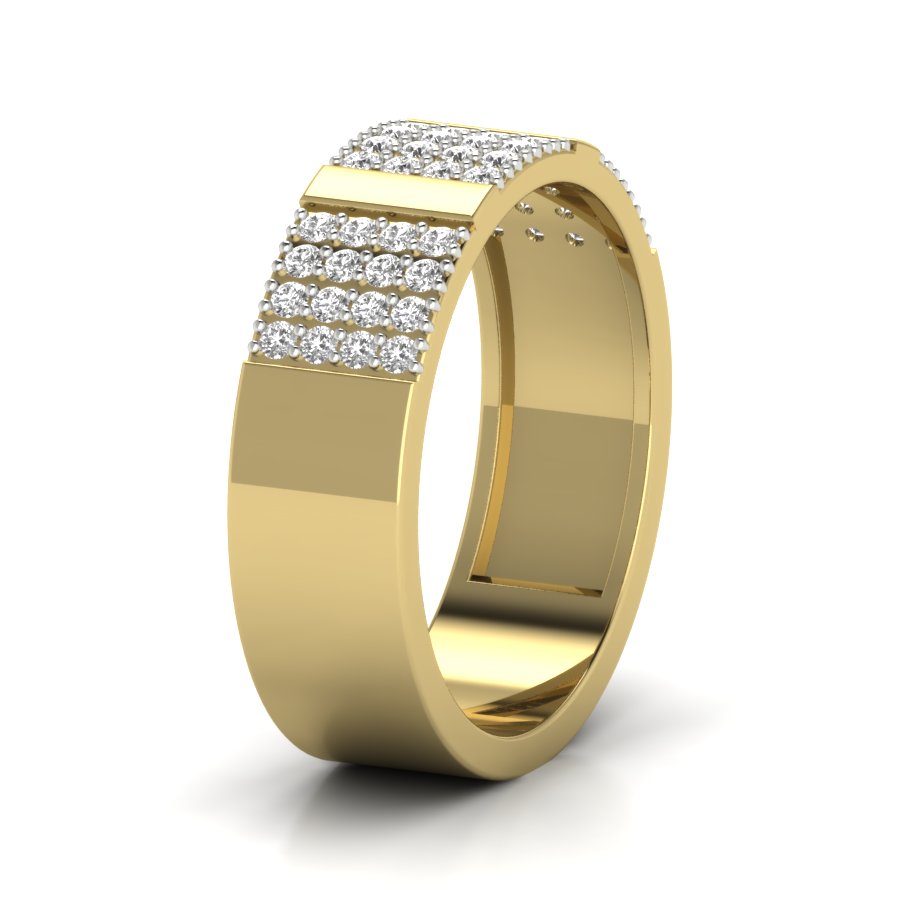 0.40 TW Pave Set Round Cut Lab Grown Diamond Flat Engagement Band Men's Wedding Band PR003