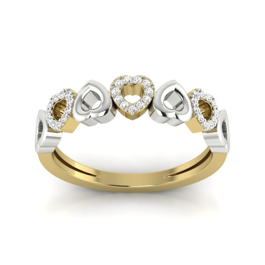 0.12 TW Cute Heart Ring With Round Cut Lab Grown Diamond Two Tone Gold Engagement Ring Wedding Ring PR007