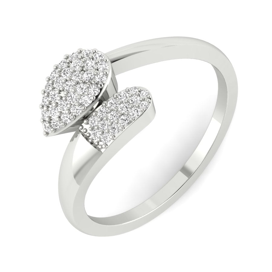 0.21 TW Crossover Band Ring With Round Cut Lab Grown Diamond Engagement Ring Wedding Ring PR010