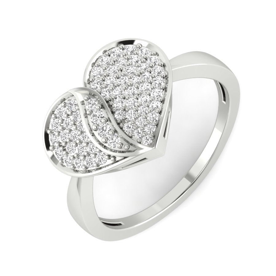 0.42 TW Delicate Heart Design Bridal Wedding Ring Round Cut Lab Grown Diamond Ring Pave Setting Engagement Ring PR017