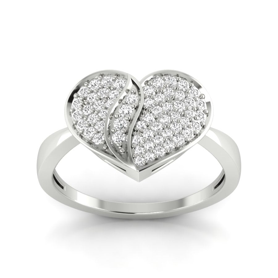 0.42 TW Delicate Heart Design Bridal Wedding Ring Round Cut Lab Grown Diamond Ring Pave Setting Engagement Ring PR017