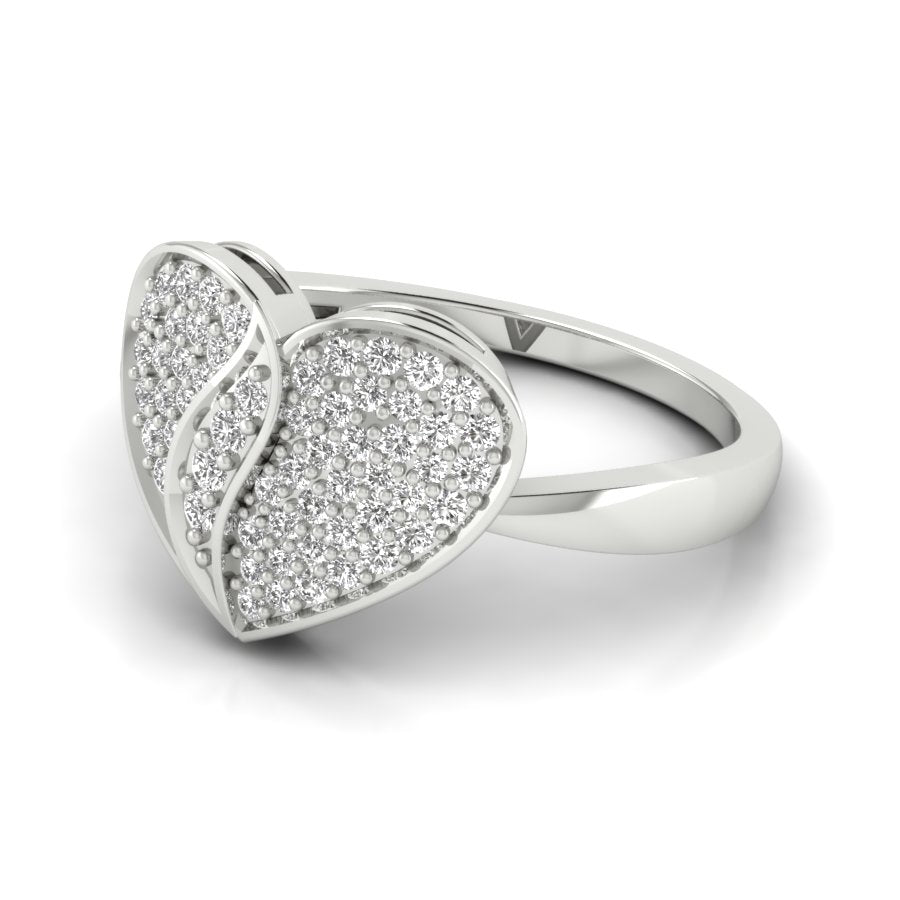 0.42 TW Delicate Heart Design Bridal Wedding Ring Round Cut Lab Grown Diamond Ring Pave Setting Engagement Ring PR017