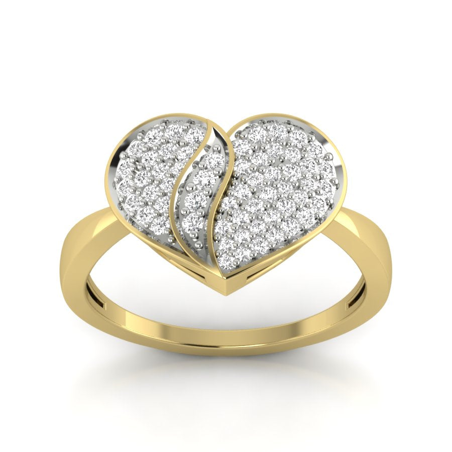 0.42 TW Delicate Heart Design Bridal Wedding Ring Round Cut Lab Grown Diamond Ring Pave Setting Engagement Ring PR017