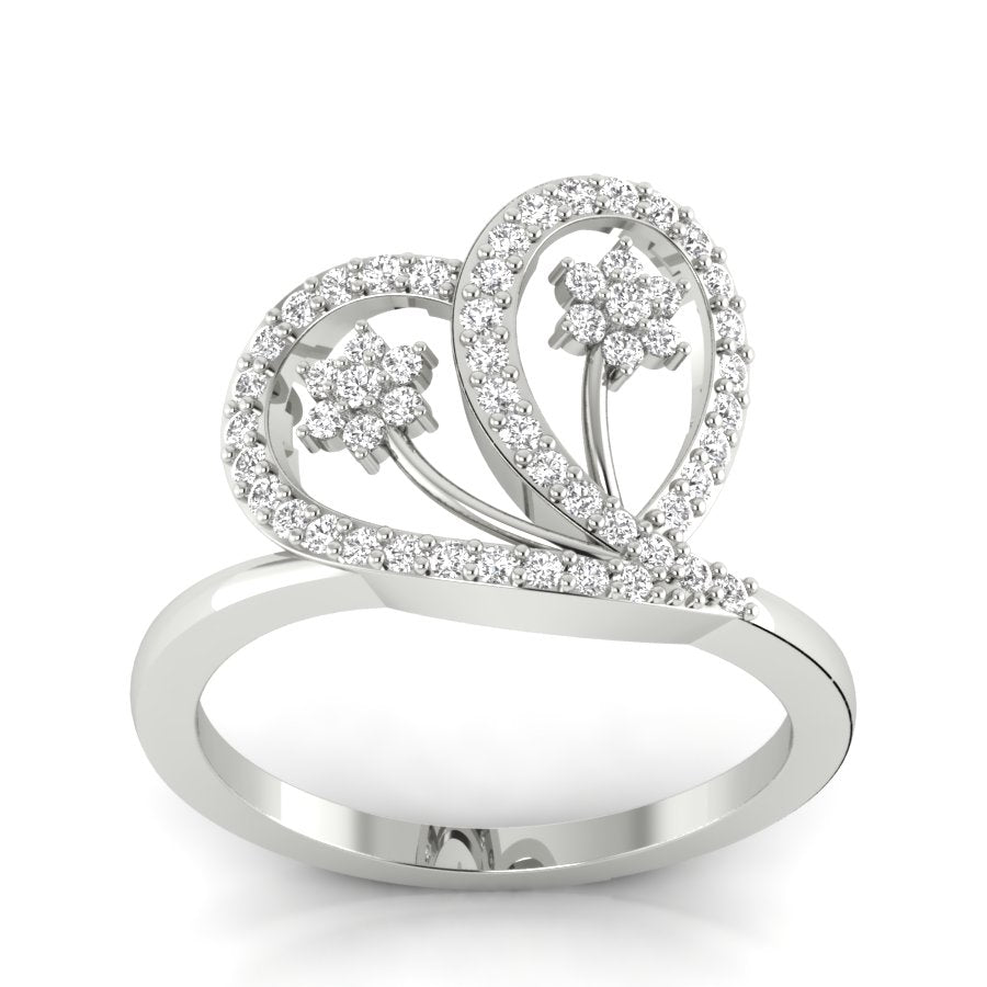 0.46 TW Heart Design With Round Cut Lab Grown Diamond Ring Bridal Wedding Ring Halo Engagement Ring PR023