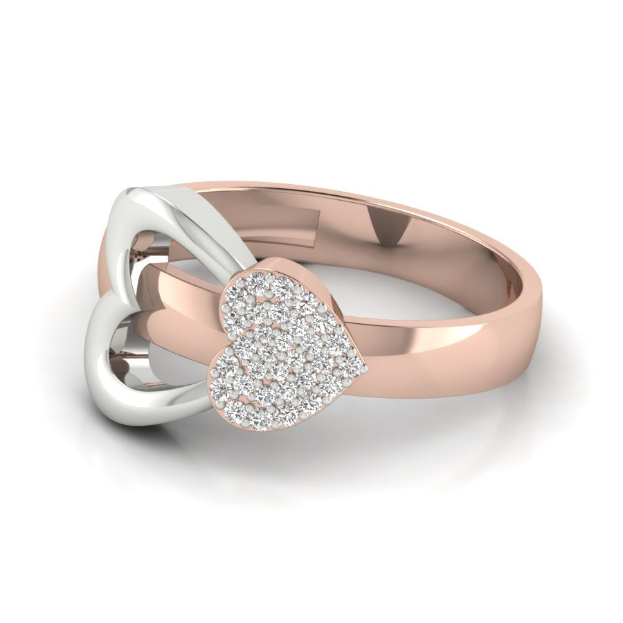 0.13 TW Entangled Hearts Design With Round Cut Lab Grown Diamond Ring 2 Tone Engagement Ring Bridal Wedding Ring PR030