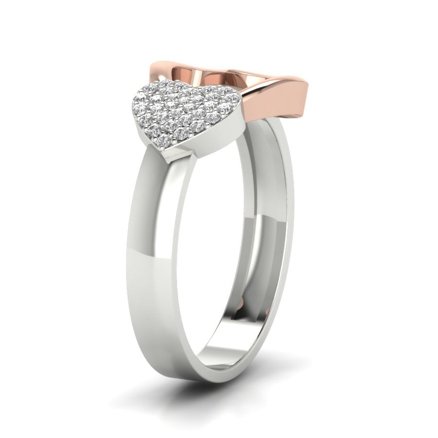 0.13 TW Entangled Hearts Design With Round Cut Lab Grown Diamond Ring 2 Tone Engagement Ring Bridal Wedding Ring PR030