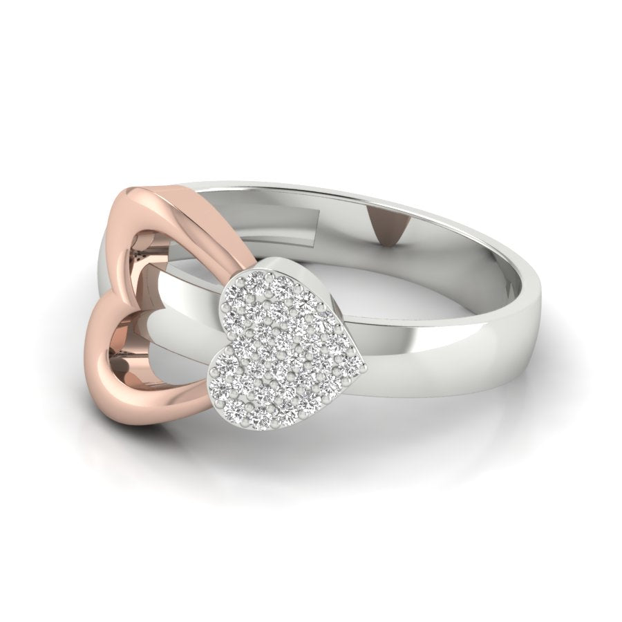 0.13 TW Entangled Hearts Design With Round Cut Lab Grown Diamond Ring 2 Tone Engagement Ring Bridal Wedding Ring PR030