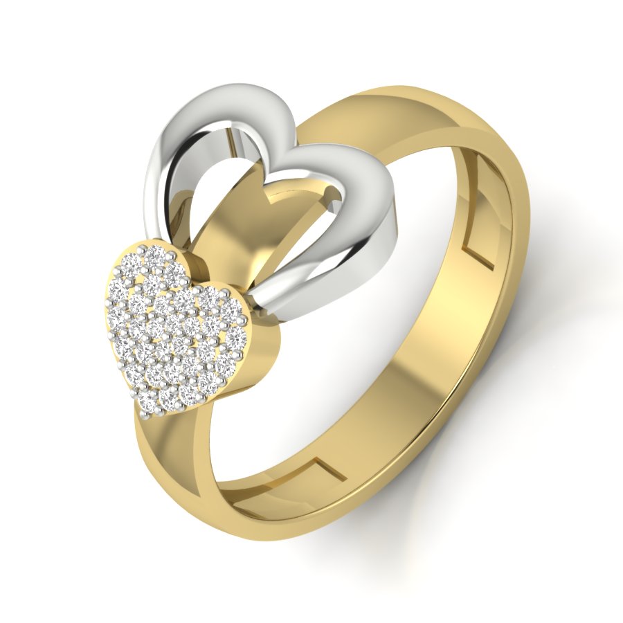 0.13 TW Entangled Hearts Design With Round Cut Lab Grown Diamond Ring 2 Tone Engagement Ring Bridal Wedding Ring PR030