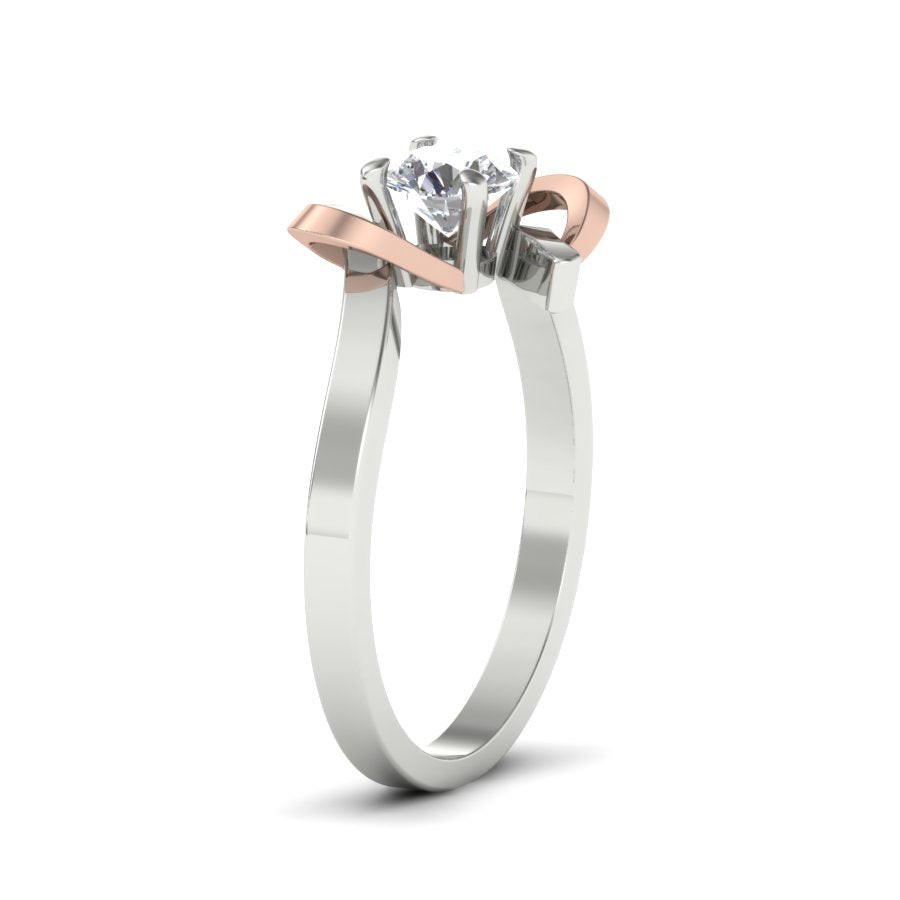 0.47 TW Solitaire wedding engagement ring Round Cut Lab Grown Diamond Ring Prong set with Mixed Metal Twist Ring PR064