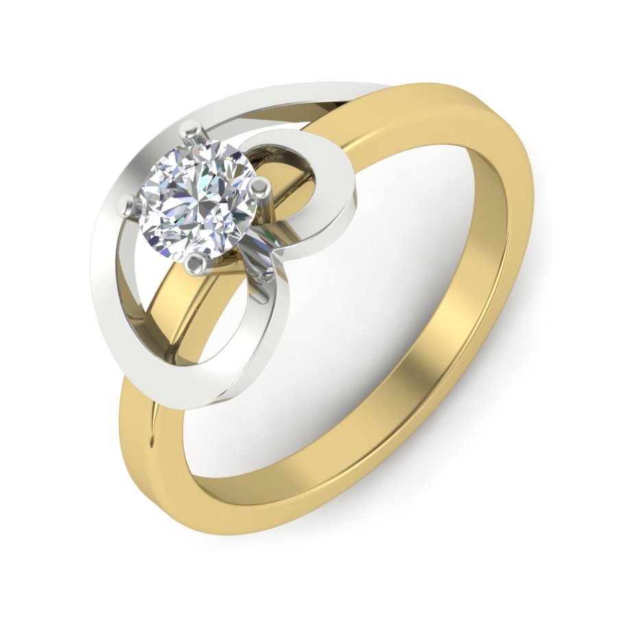 0.53 TW Round Cut Lab Grown Diamond Ring Prong setting With 2 Tone Gold Wedding Ring Solitaire engagement Ring PR065