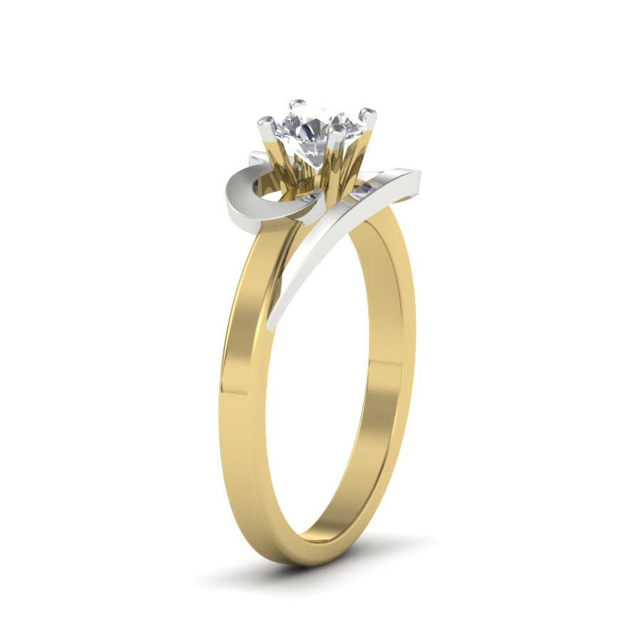 0.53 TW Round Cut Lab Grown Diamond Ring Prong setting With 2 Tone Gold Wedding Ring Solitaire engagement Ring PR065