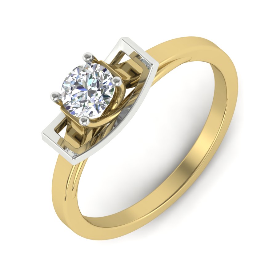 0.47 TW Solitaire wedding engagement ring Round Cut Lab Grown Diamond Ring Cathedral setting With 2 Tone Gold Ring PR068