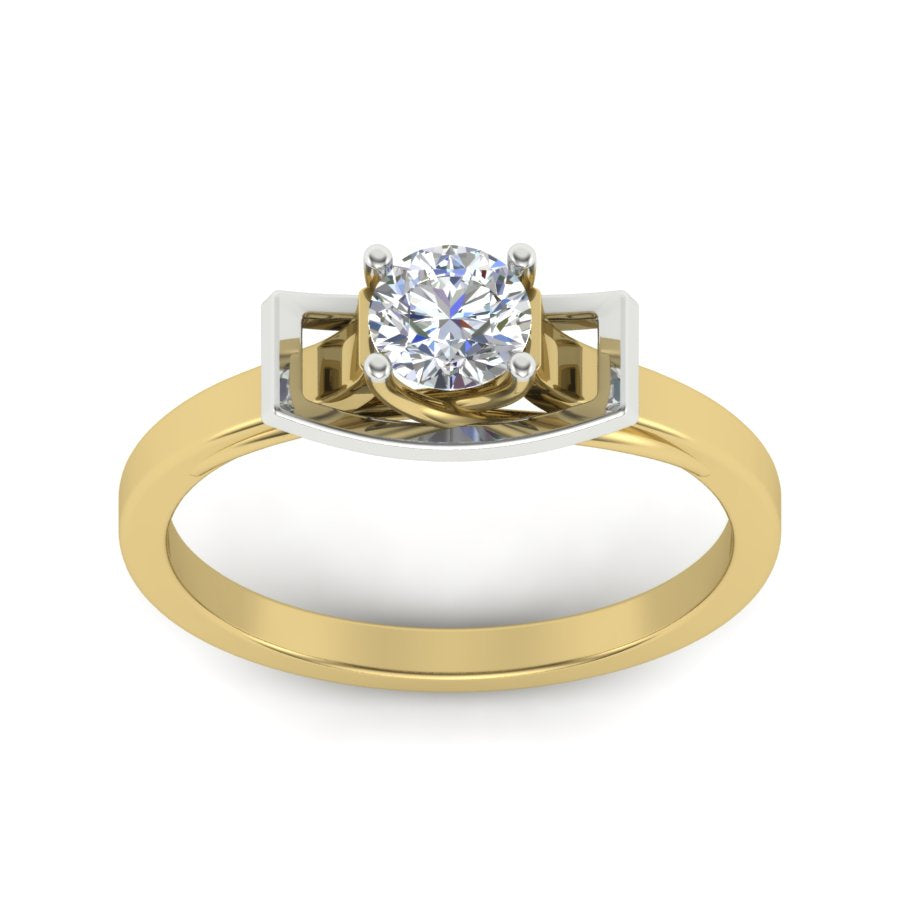 0.47 TW Solitaire wedding engagement ring Round Cut Lab Grown Diamond Ring Cathedral setting With 2 Tone Gold Ring PR068