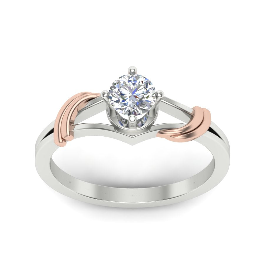 0.47 TW Solitaire engagement ring Round Cut Lab Grown Diamond Ring Split Band With 2 tone Gold wedding Ring PR070