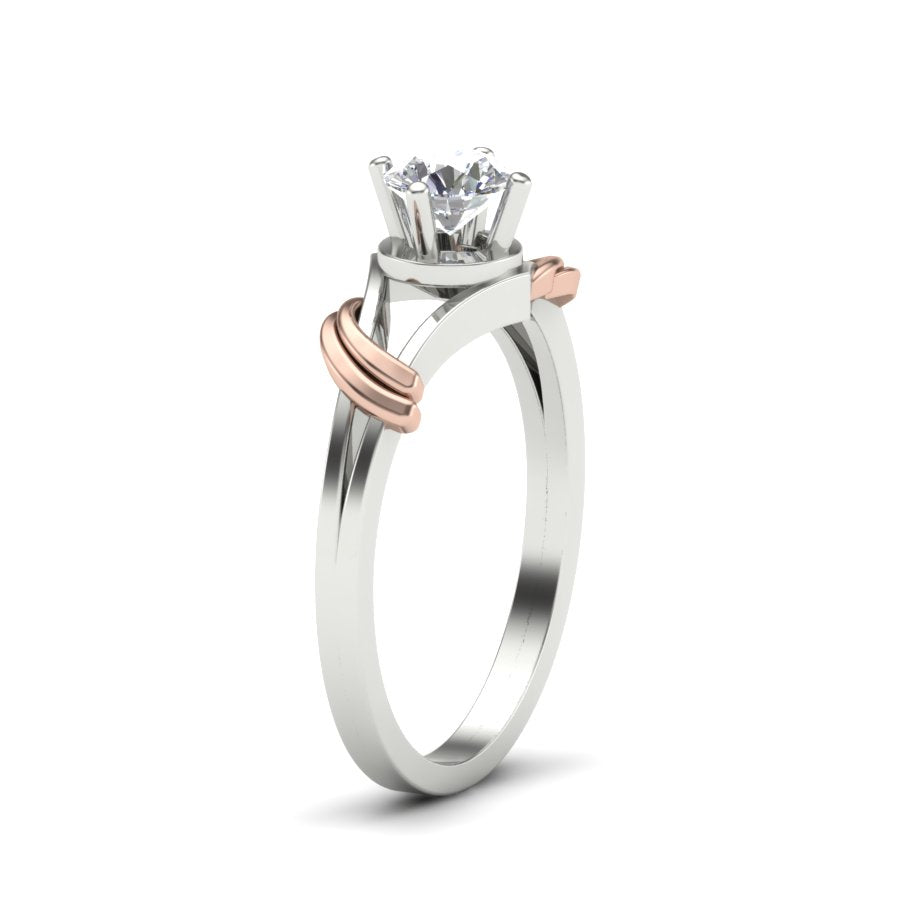 0.47 TW Solitaire engagement ring Round Cut Lab Grown Diamond Ring Split Band With 2 tone Gold wedding Ring PR070