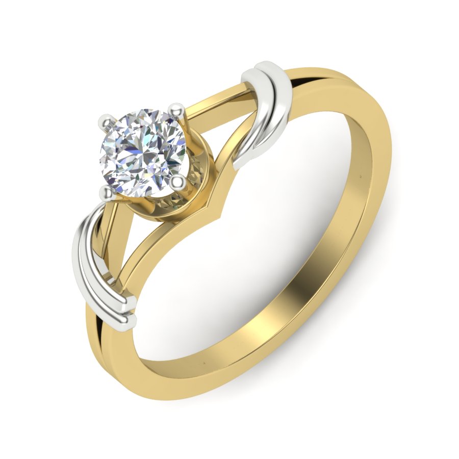 0.47 TW Solitaire engagement ring Round Cut Lab Grown Diamond Ring Split Band With 2 tone Gold wedding Ring PR070