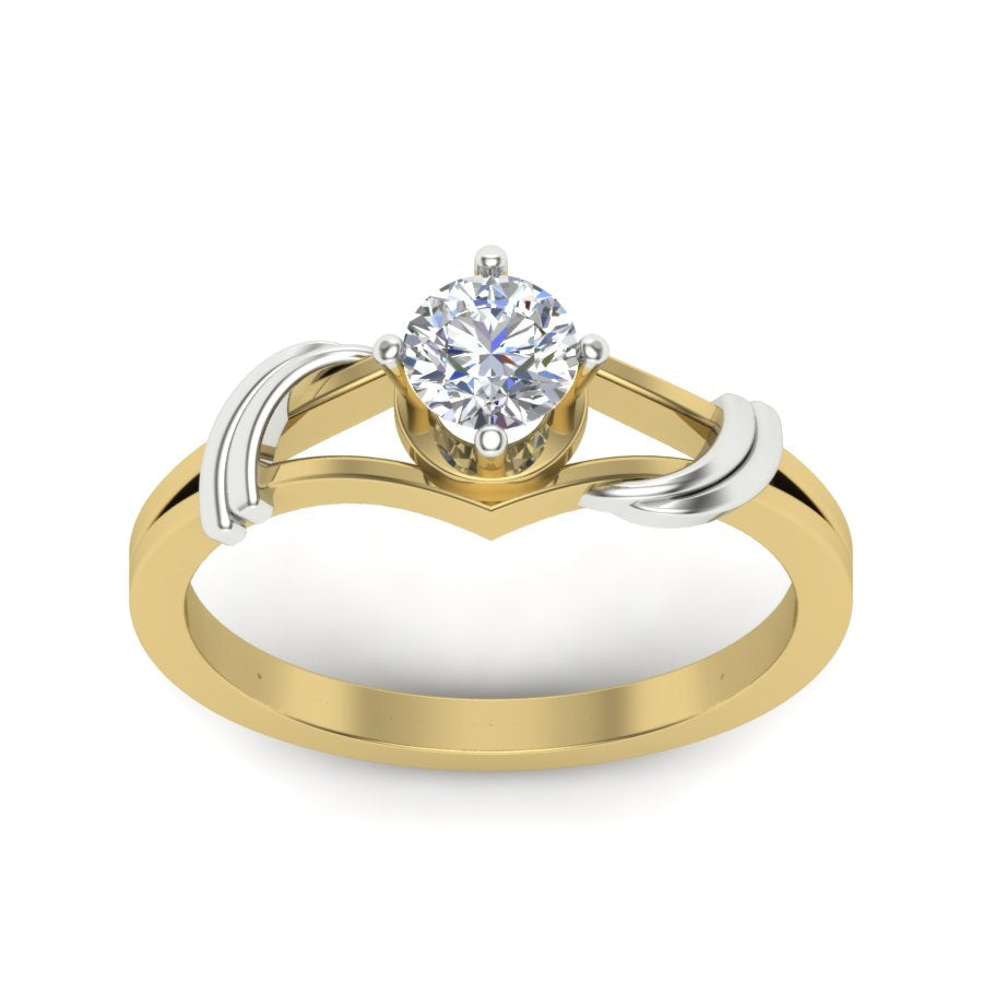 0.47 TW Solitaire engagement ring Round Cut Lab Grown Diamond Ring Split Band With 2 tone Gold wedding Ring PR070