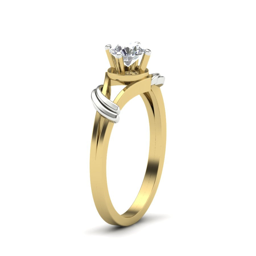 0.47 TW Solitaire engagement ring Round Cut Lab Grown Diamond Ring Split Band With 2 tone Gold wedding Ring PR070