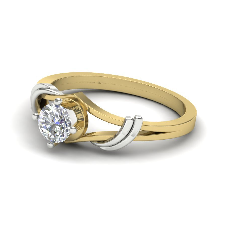 0.47 TW Solitaire engagement ring Round Cut Lab Grown Diamond Ring Split Band With 2 tone Gold wedding Ring PR070