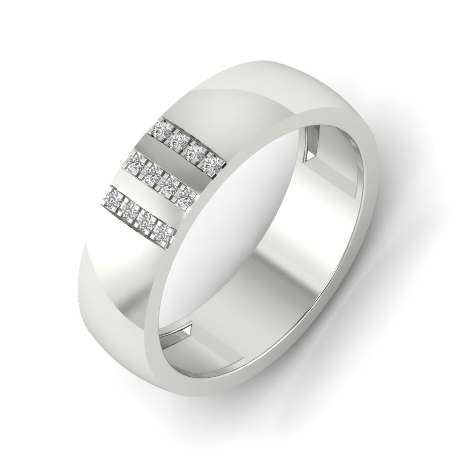 0.10 TW Round Cut Lab Grown Diamond Pave Set With Square Prong Engagement Band Men's Wedding Band PR072