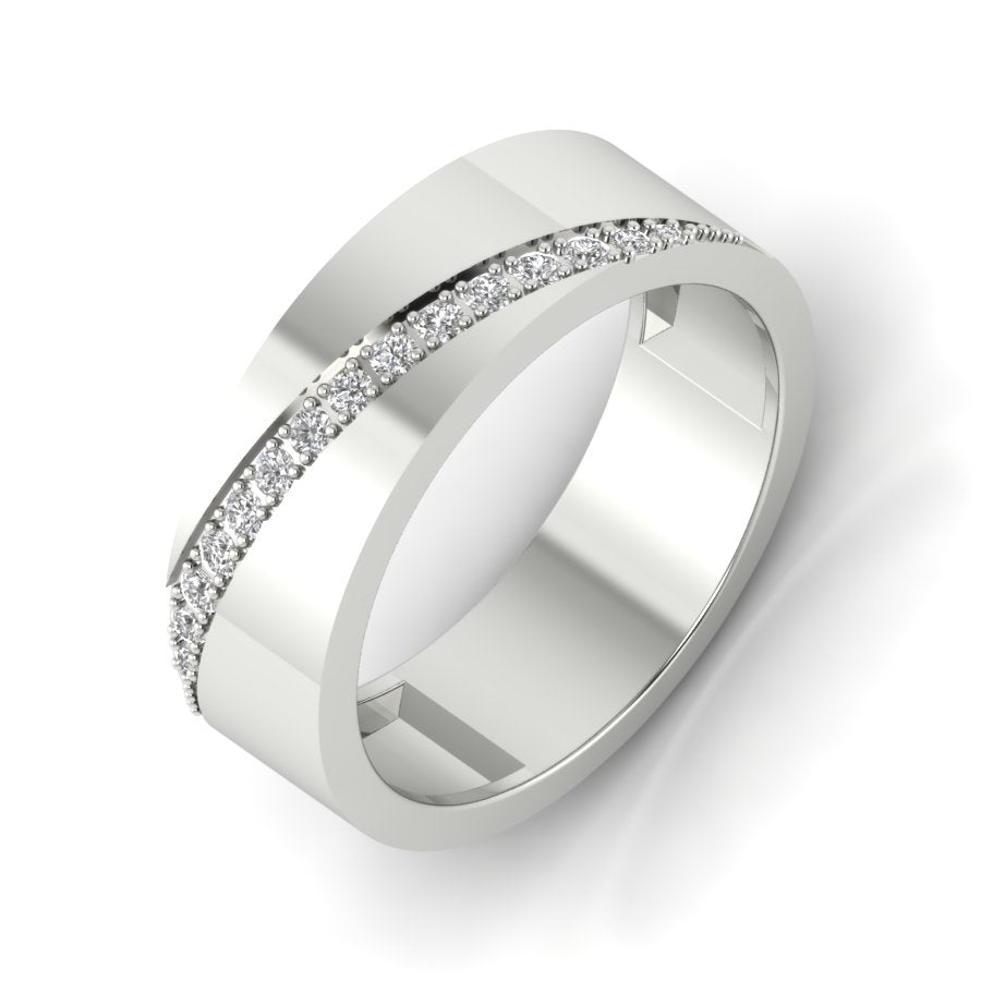 0.20 TW Round Cut Lab Grown Diamond Band Engagement Band Pave Setting With Swirl Style Band Men's Wedding Band PR087