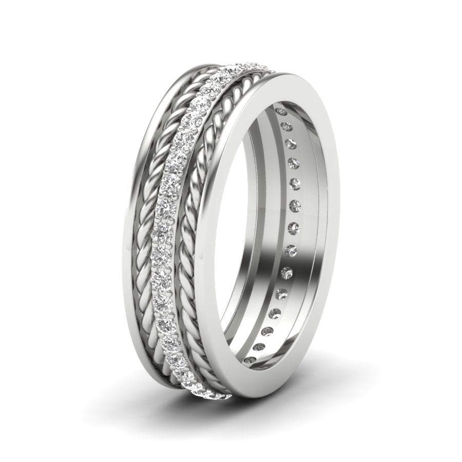 0.65 TW Round Cut Lab Grown Diamond Band Engagement Band Double Rope Design Band Men's Eternity Wedding Band PR097