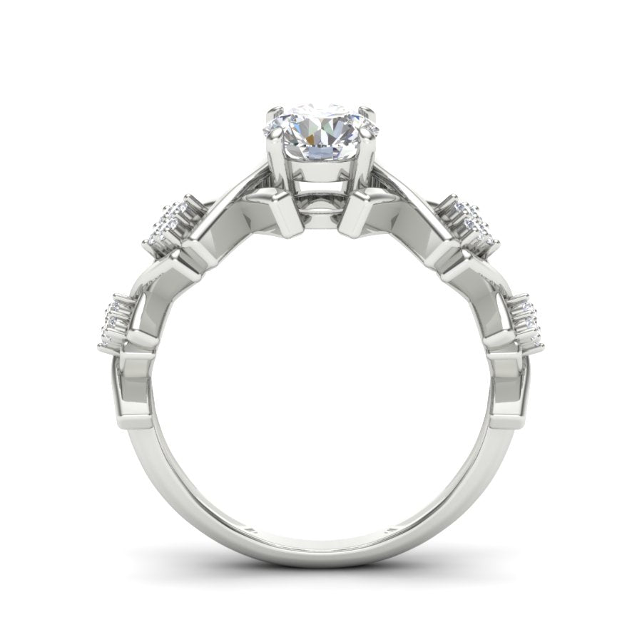 0.94 TW Designer Solitaire Engagement Ring Round Cut Lab Grown Diamond Ring Prong Set Unique Design Ring Wedding Ring PR104