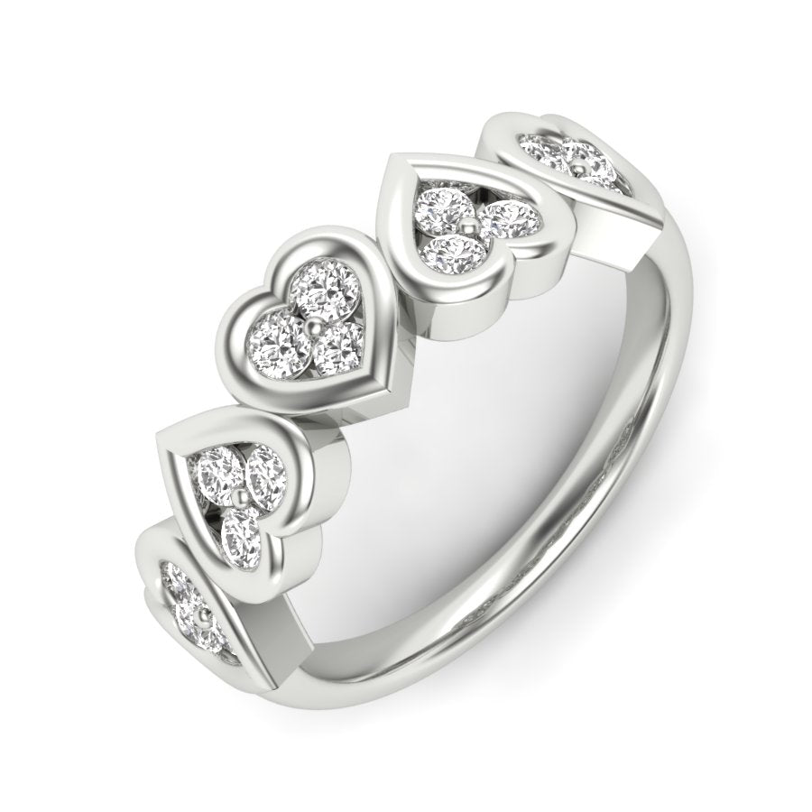 0.55 TW Round Cut Lab Grown Diamond Ring Engagement Ring Heart Style With Channel Setting Bridal Wedding Ring PR113