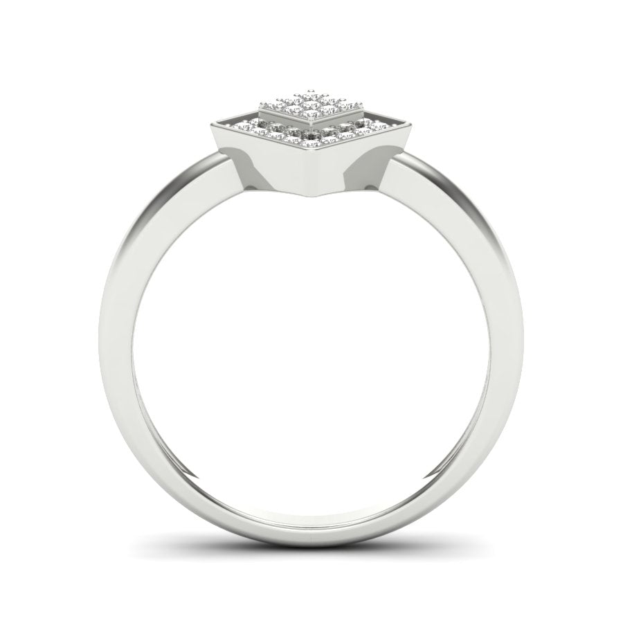 0.13 TW Round Cut Lab Grown Diamond Ring Engagement Ring prong & Pave set With Square Design Bridal Wedding Ring PR119