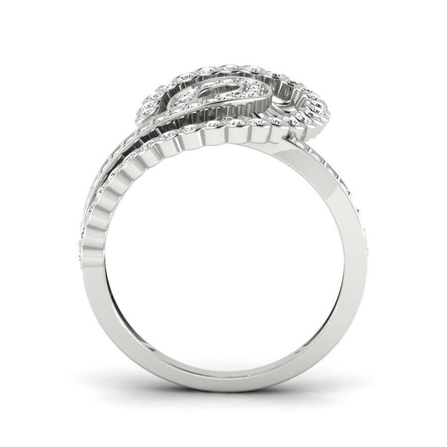 0.48 TW Twisted Cocktail Ring Round Cut Lab Grown Diamond Ring Engagement Ring Pave & Bezel Setting Ring Wedding Ring PR156