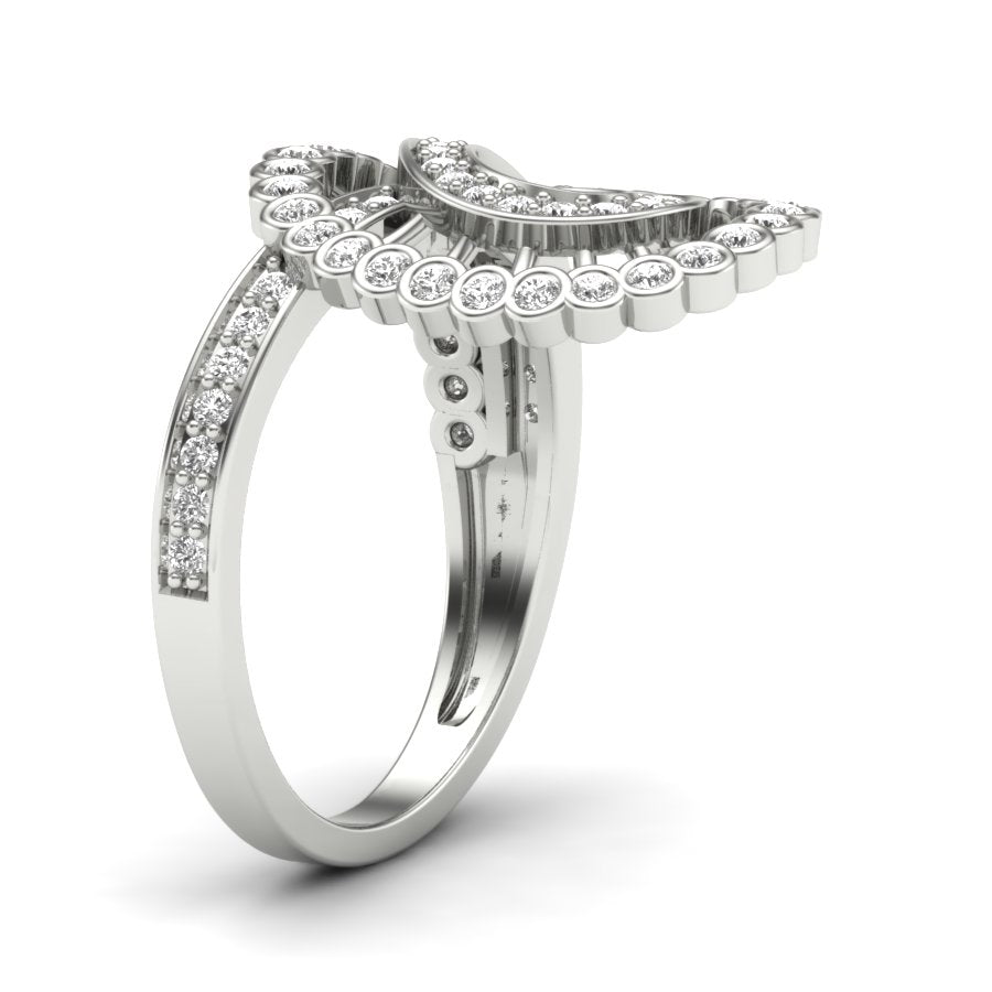 0.48 TW Twisted Cocktail Ring Round Cut Lab Grown Diamond Ring Engagement Ring Pave & Bezel Setting Ring Wedding Ring PR156