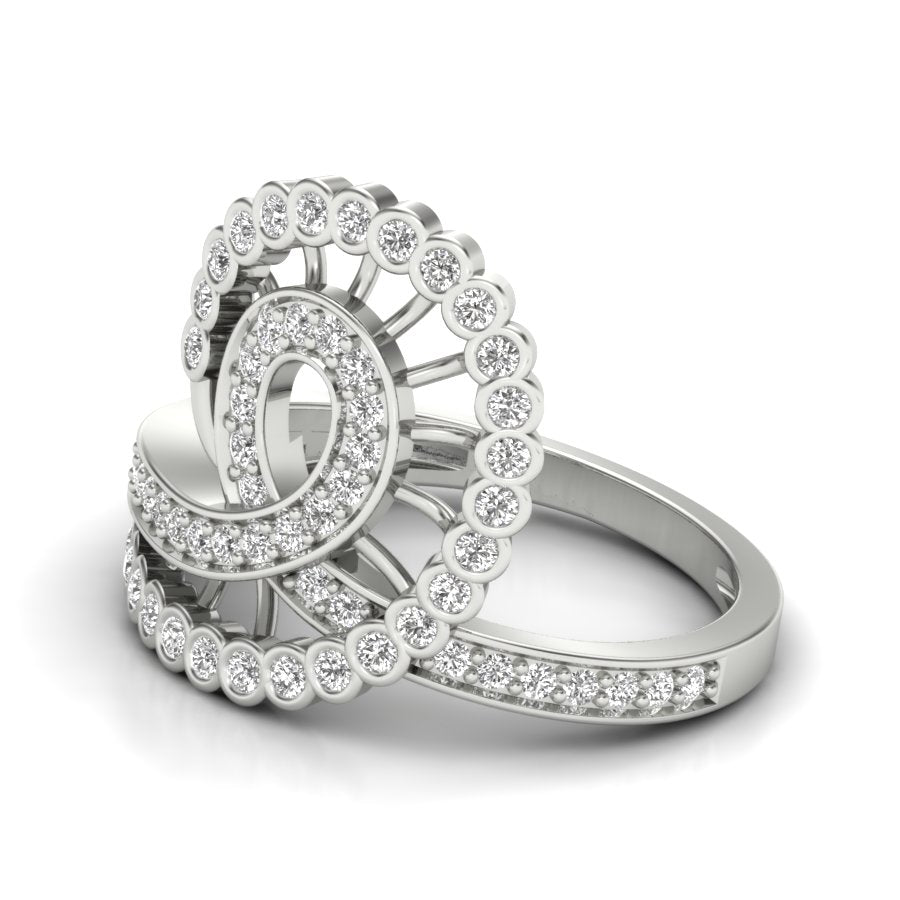 0.48 TW Twisted Cocktail Ring Round Cut Lab Grown Diamond Ring Engagement Ring Pave & Bezel Setting Ring Wedding Ring PR156