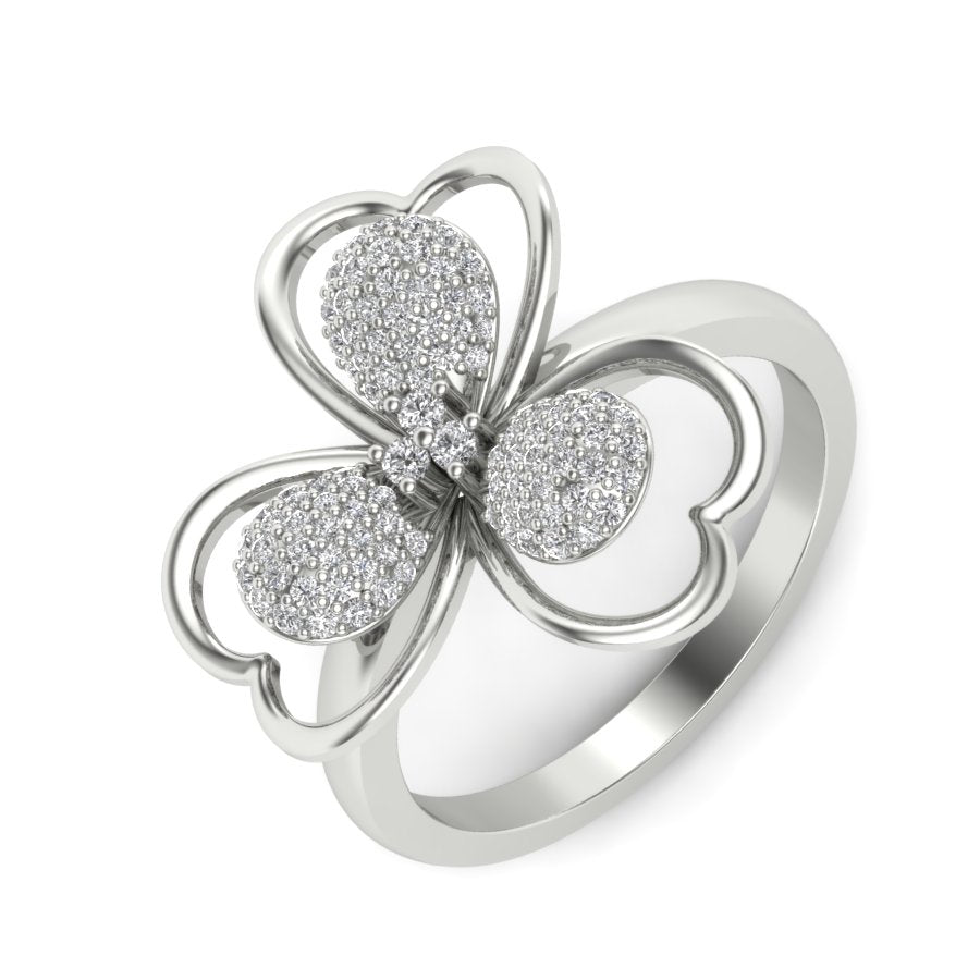 0.34 TW Round Cut Lab Grown Diamond Ring Floral Heart Adjustable Ring Engagement Ring Wedding Ring PR158