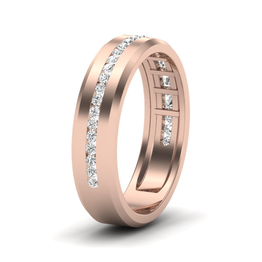 0.25 TW Channel Setting Round Cut Lab Grown Diamond Band Engagement Band Unisex Wedding Band PR165