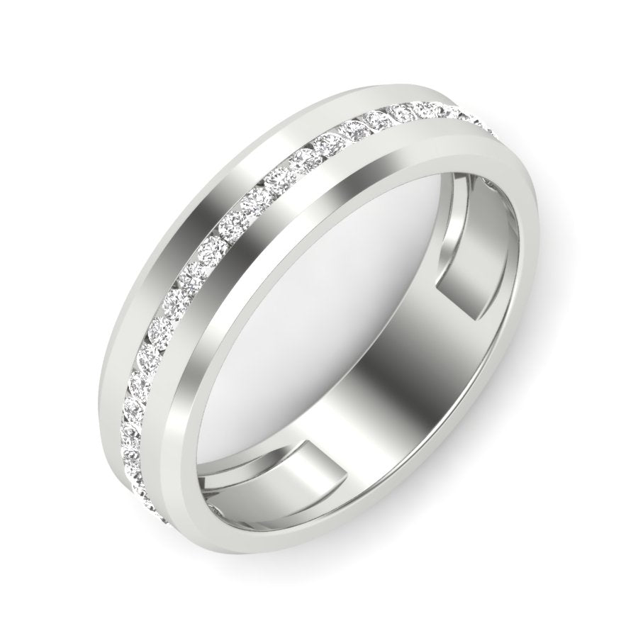 0.25 TW Channel Setting Round Cut Lab Grown Diamond Band Engagement Band Unisex Wedding Band PR165