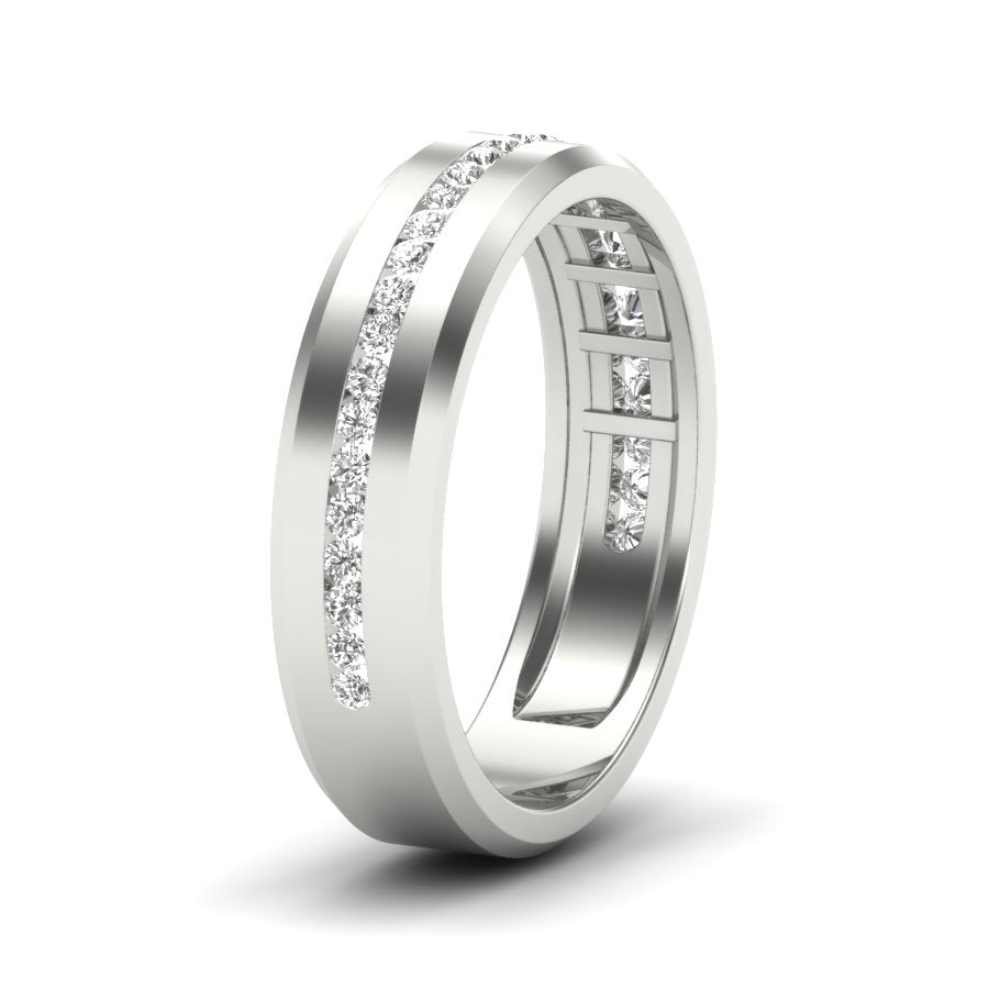 0.25 TW Channel Setting Round Cut Lab Grown Diamond Band Engagement Band Unisex Wedding Band PR165