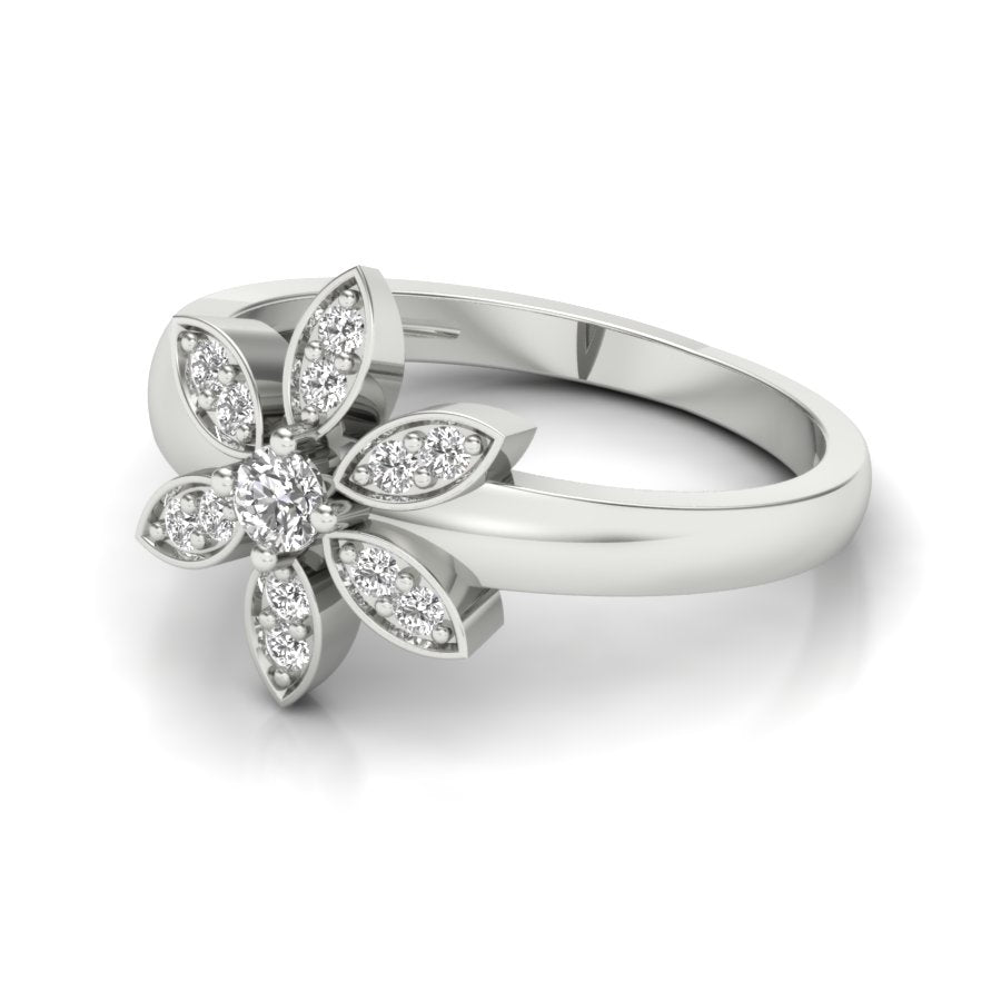 0.25 TW Flower And Pave Ring With Round Cut Lab Grown Diamond Ring Bridal Wedding ring Engagement ring PR187