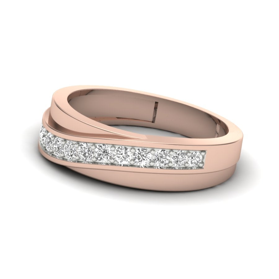 0.46 TW Pave Setting With Swirl Style Band Round Cut Lab Grown Diamond Band Engagement Band Men's Wedding Band PR201