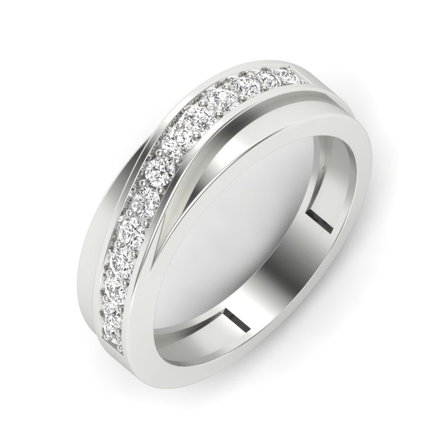 0.46 TW Pave Setting With Swirl Style Band Round Cut Lab Grown Diamond Band Engagement Band Men's Wedding Band PR201