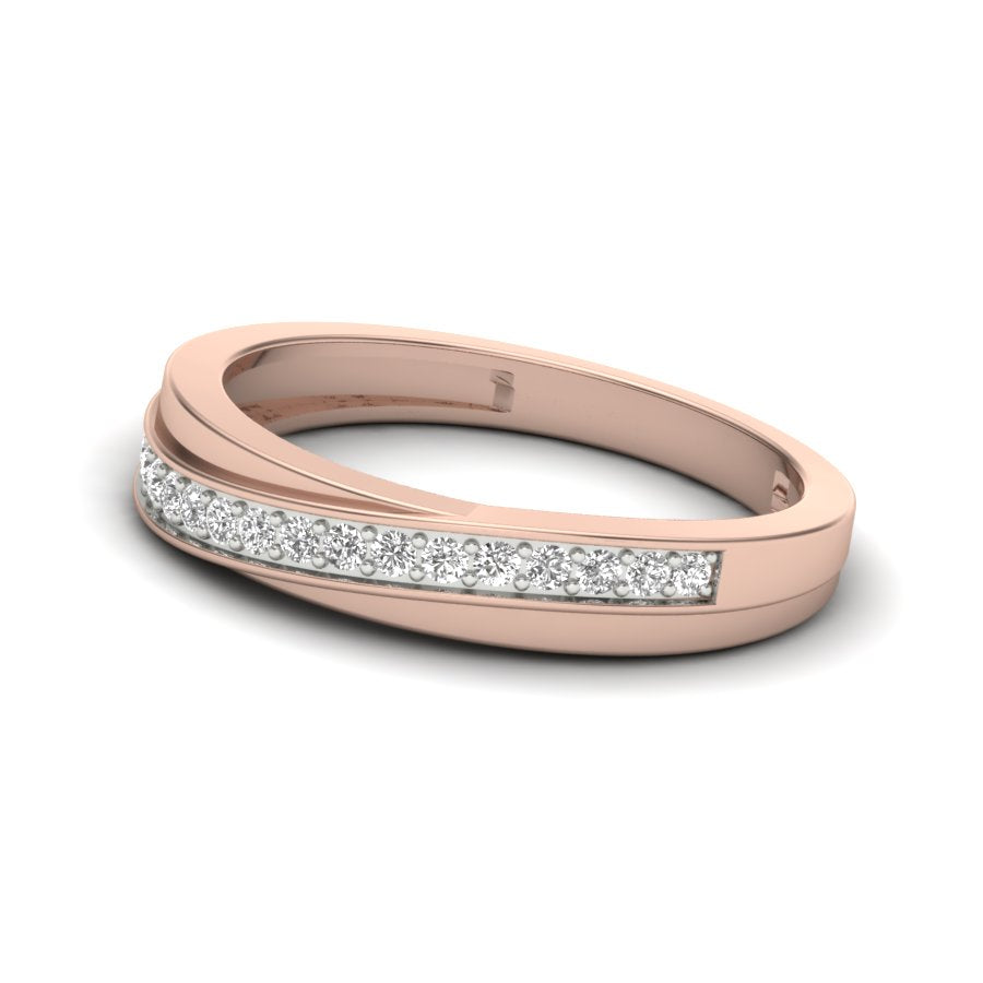 0.17 TW Swirl Style With Pave Setting Band Round Cut Lab Grown Diamond Band Engagement Band Bridal Wedding Band PR202