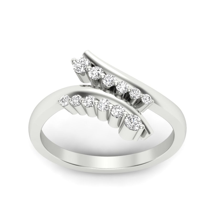 0.61 TW Unique Ring With Round Cut Lab Grown Diamond Ring Wedding ring Bypass Design Engagement ring PR215