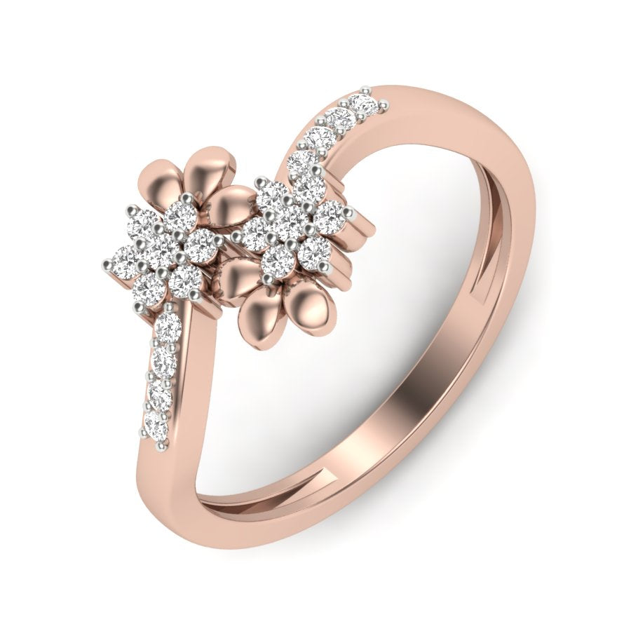 0.22 TW Flower And Prong Ring With Round Cut Lab Grown Diamond Ring Bridal Wedding ring Engagement ring PR230