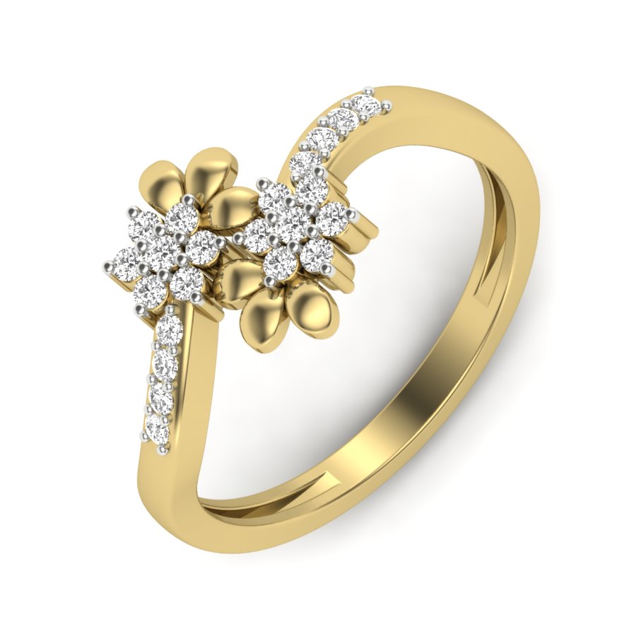 0.22 TW Flower And Prong Ring With Round Cut Lab Grown Diamond Ring Bridal Wedding ring Engagement ring PR230